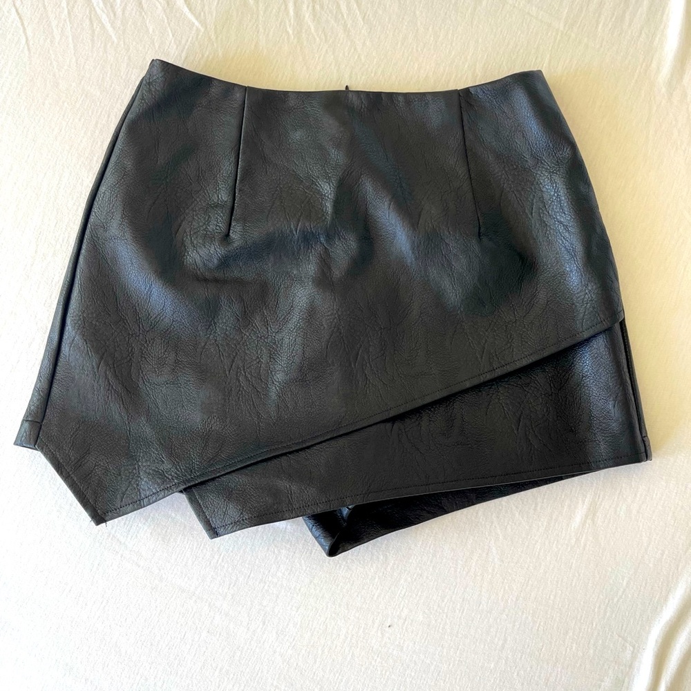 Faux Leather Skort